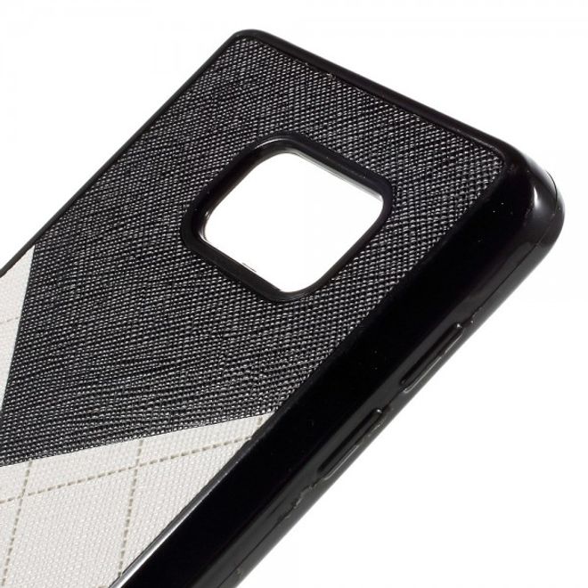 Samsung Galaxy Note 5 Zweifarbiges Plastik Case mit Lederüberzug - weiss