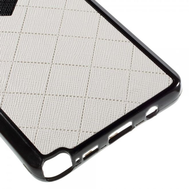Samsung Galaxy Note 5 Zweifarbiges Plastik Case mit Lederüberzug - weiss