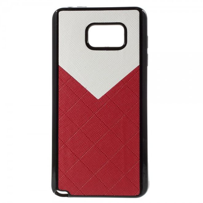 Samsung Galaxy Note 5 Zweifarbiges Plastik Case mit Lederüberzug - rot