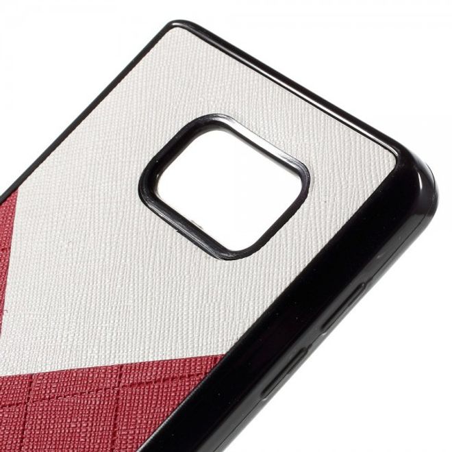 Samsung Galaxy Note 5 Zweifarbiges Plastik Case mit Lederüberzug - rot