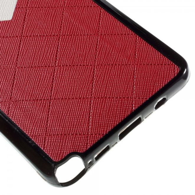 Samsung Galaxy Note 5 Zweifarbiges Plastik Case mit Lederüberzug - rot