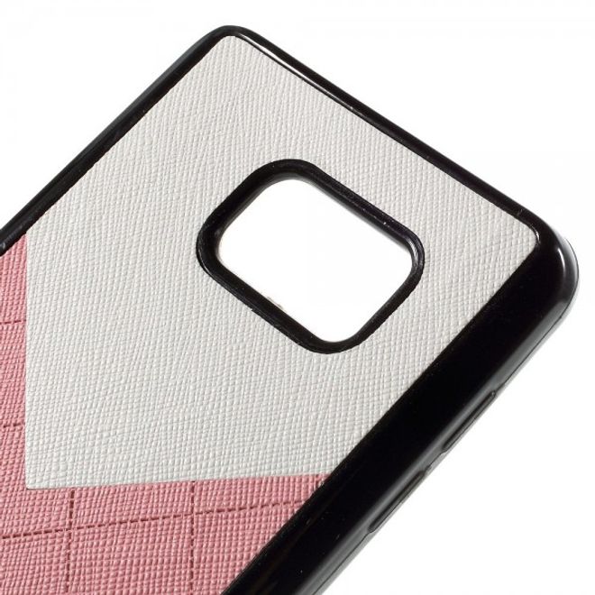 Samsung Galaxy Note 5 Zweifarbiges Plastik Case mit Lederüberzug - pink