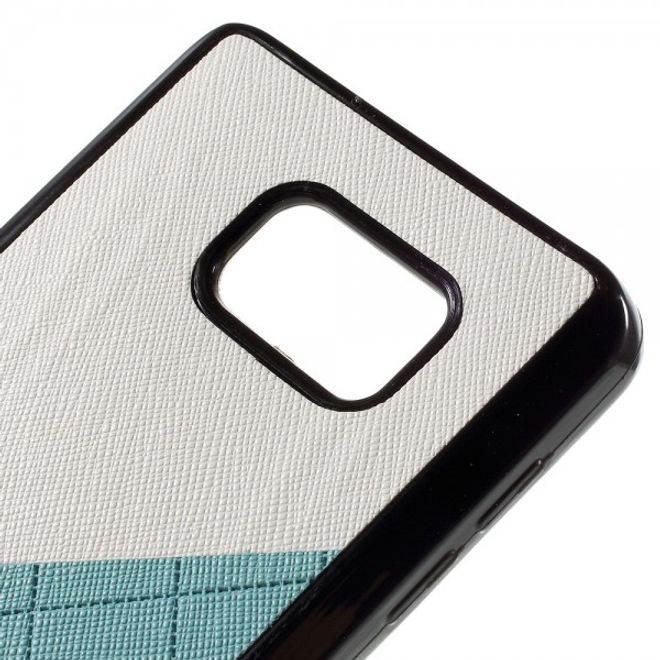Samsung Galaxy Note 5 Zweifarbiges Plastik Case mit Lederüberzug - blau