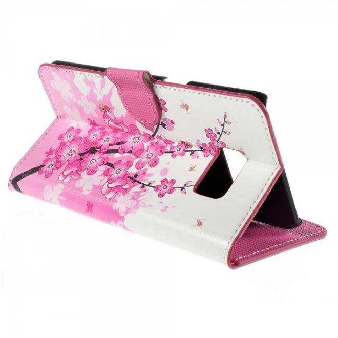 Galaxy S6 Edge Plus Leder Case mit pinken Blumen