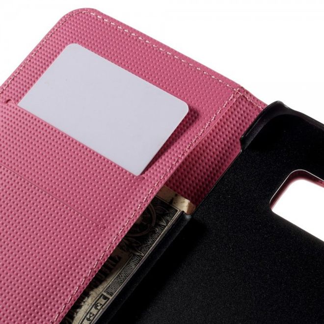 Galaxy S6 Edge Plus Leder Case mit pinken Blumen