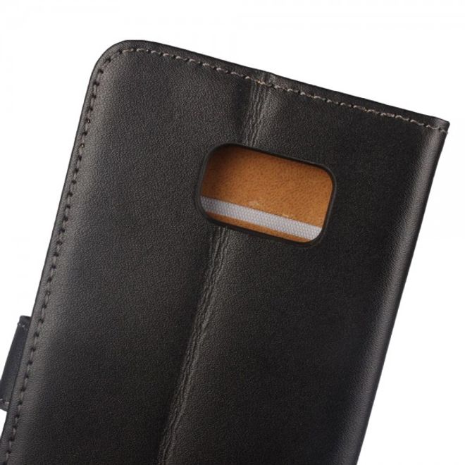 Galaxy S6 Edge Plus Teils Echt- und Kunstleder Case mit Standfunktion - schwarz