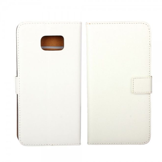 Galaxy S6 Edge Plus Teils Echt- und Kunstleder Case mit Standfunktion - weiss