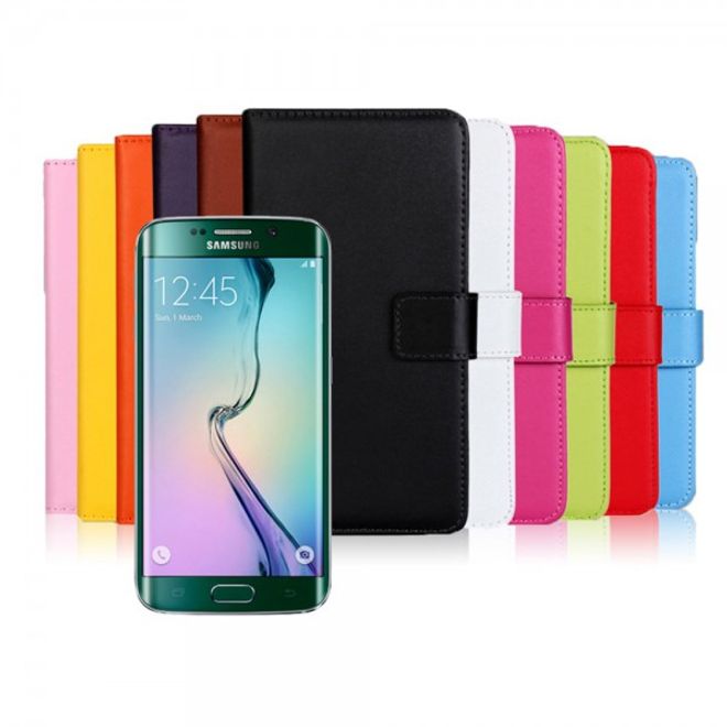 Galaxy S6 Edge Plus Teils Echt- und Kunstleder Case mit Standfunktion - weiss