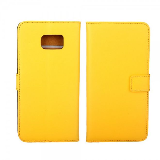 Galaxy S6 Edge Plus Teils Echt- und Kunstleder Case mit Standfunktion - gelb