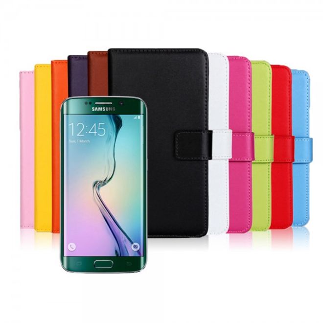 Galaxy S6 Edge Plus Teils Echt- und Kunstleder Case mit Standfunktion - blau