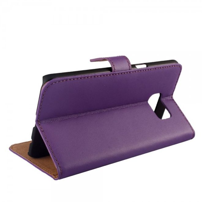 Galaxy S6 Edge Plus Teils Echt- und Kunstleder Case mit Standfunktion - purpur