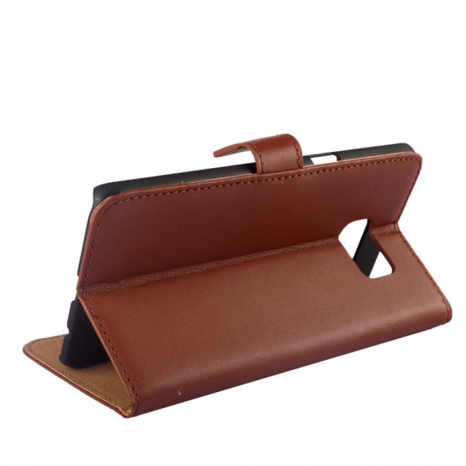 Galaxy S6 Edge Plus Teils Echt- und Kunstleder Case mit Standfunktion - braun
