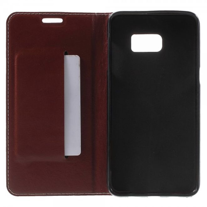 Galaxy S6 Edge Plus Kontrastreiches Leder Case mit Kreuzmuster - schwarz