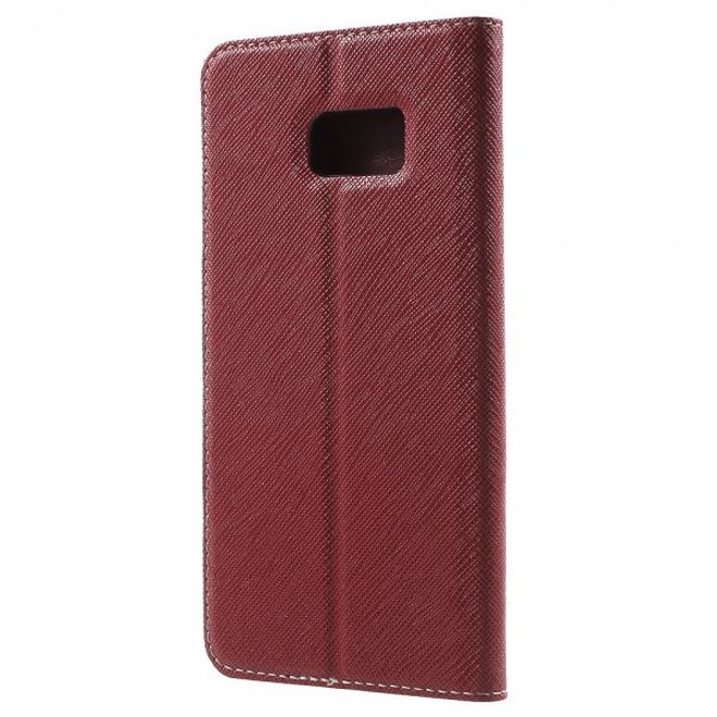 Galaxy S6 Edge Plus Kontrastreiches Leder Case mit Kreuzmuster - rot
