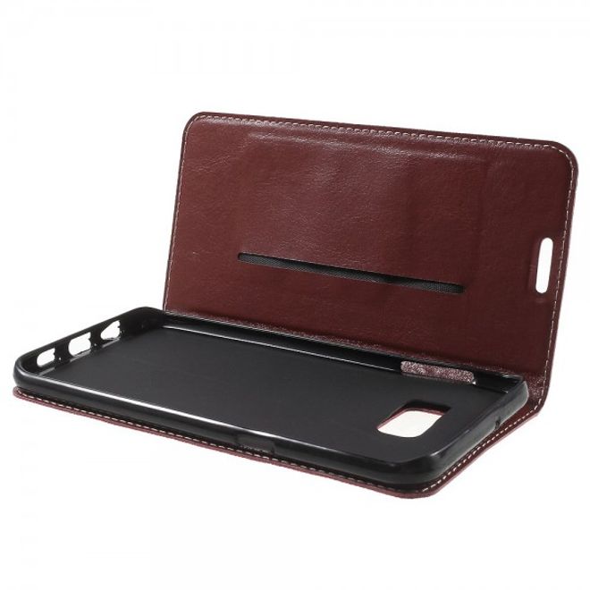 Galaxy S6 Edge Plus Kontrastreiches Leder Case mit Kreuzmuster - rot