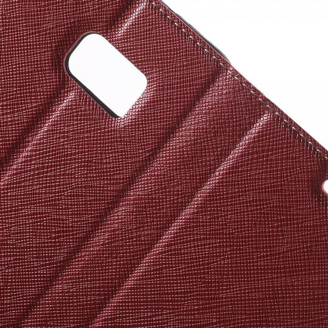 Galaxy S6 Edge Plus Kontrastreiches Leder Case mit Kreuzmuster - rot