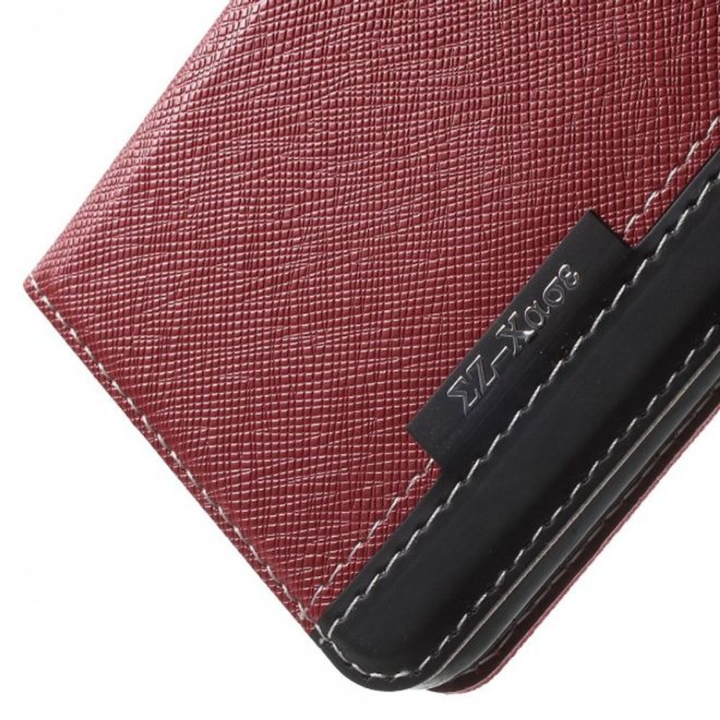 Galaxy S6 Edge Plus Kontrastreiches Leder Case mit Kreuzmuster - rot