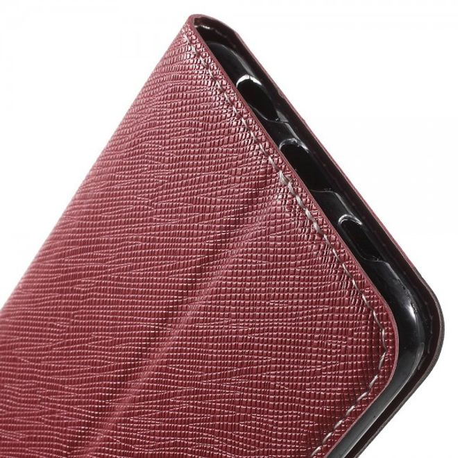 Galaxy S6 Edge Plus Kontrastreiches Leder Case mit Kreuzmuster - rot