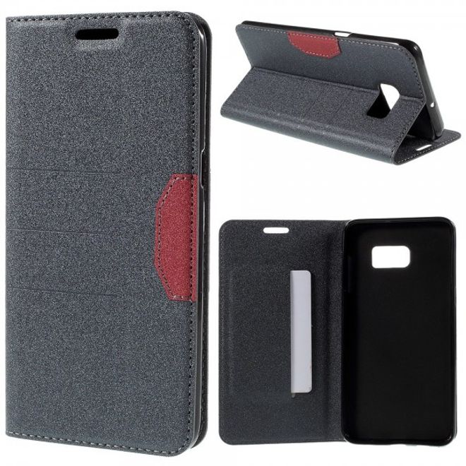 Galaxy S6 Edge Plus Leder Case mit Textur - grau