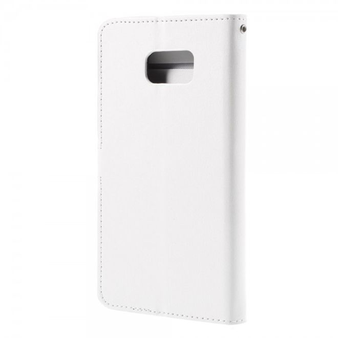 Galaxy S6 Edge Plus Leicht glänzendes Crazy Horse Leder Case - weiss
