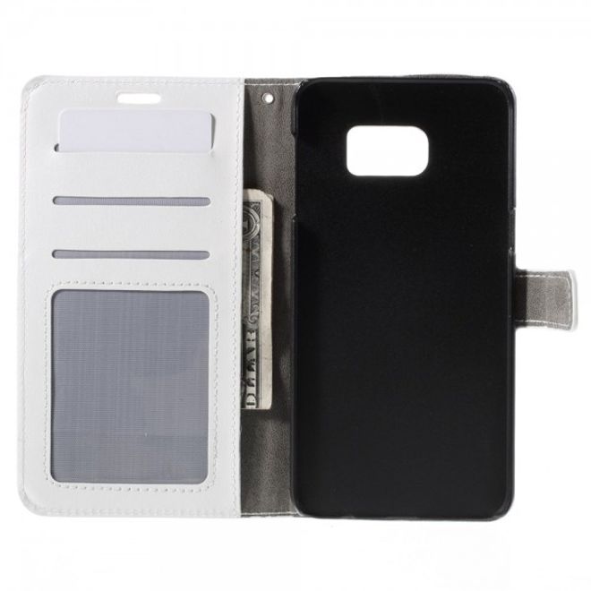 Galaxy S6 Edge Plus Leicht glänzendes Crazy Horse Leder Case - weiss
