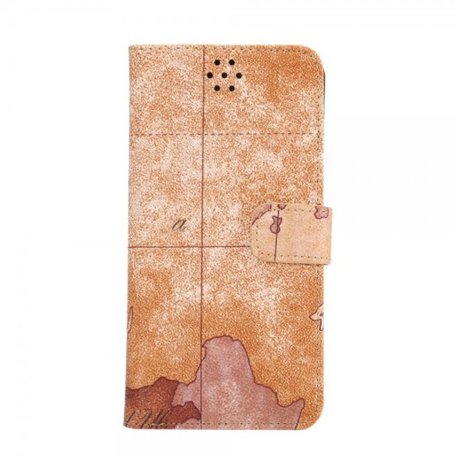 Galaxy S6 Edge Plus Leder Case mit Weltkartenauszug - braun