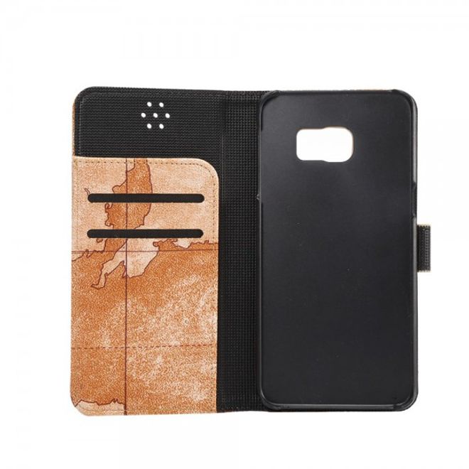 Galaxy S6 Edge Plus Leder Case mit Weltkartenauszug - braun