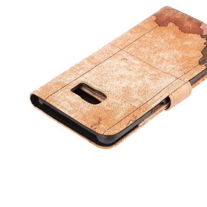 Galaxy S6 Edge Plus Leder Case mit Weltkartenauszug - braun