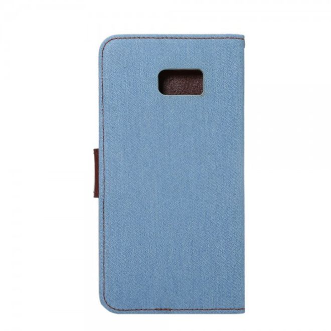 Galaxy S6 Edge Plus Leder Case im Jeans Look - hellblau