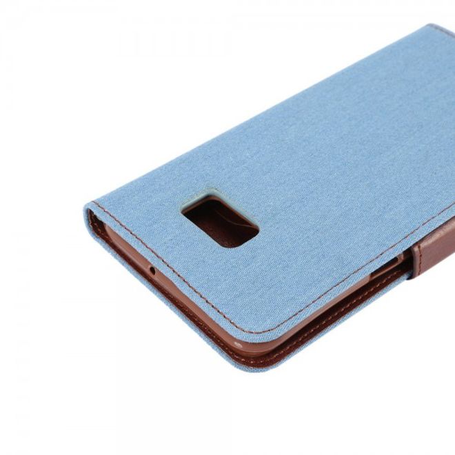Galaxy S6 Edge Plus Leder Case im Jeans Look - hellblau
