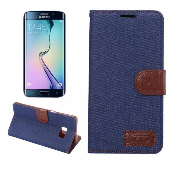 Galaxy S6 Edge Plus Leder Case im Jeans Look - dunkelblau