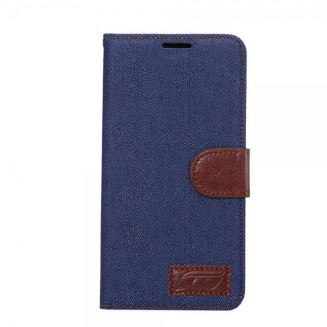 Galaxy S6 Edge Plus Leder Case im Jeans Look - dunkelblau
