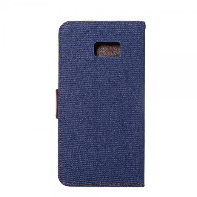 Galaxy S6 Edge Plus Leder Case im Jeans Look - dunkelblau