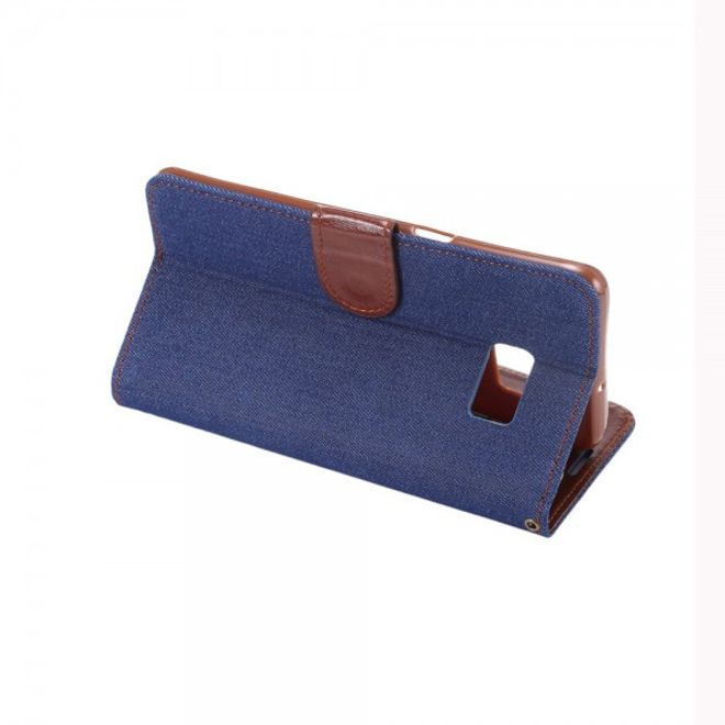 Galaxy S6 Edge Plus Leder Case im Jeans Look - dunkelblau
