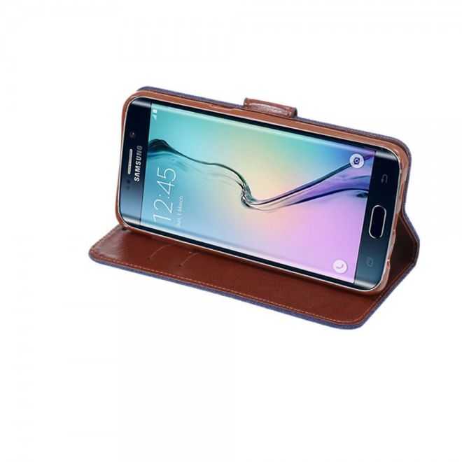 Galaxy S6 Edge Plus Leder Case im Jeans Look - dunkelblau