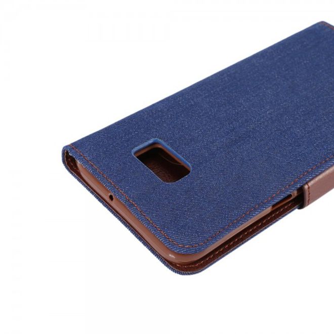 Galaxy S6 Edge Plus Leder Case im Jeans Look - dunkelblau