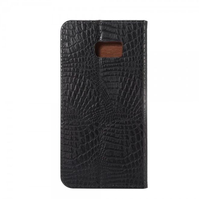 Galaxy S6 Edge Plus Magnetisches Leder Case mit Krokodiltextur - schwarz
