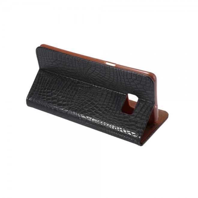 Galaxy S6 Edge Plus Magnetisches Leder Case mit Krokodiltextur - schwarz