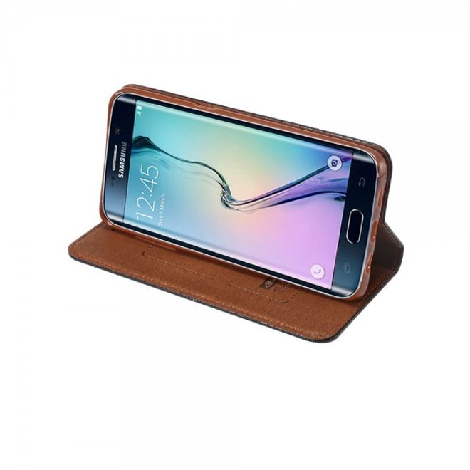 Galaxy S6 Edge Plus Magnetisches Leder Case mit Krokodiltextur - schwarz
