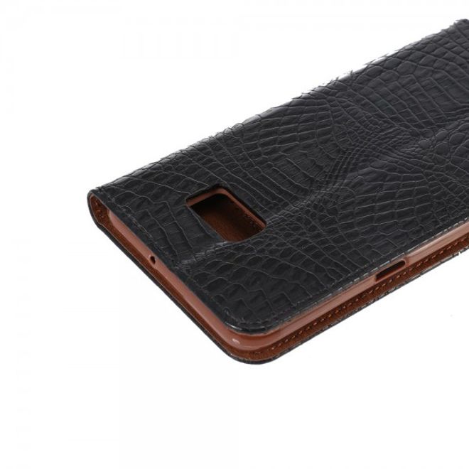 Galaxy S6 Edge Plus Magnetisches Leder Case mit Krokodiltextur - schwarz