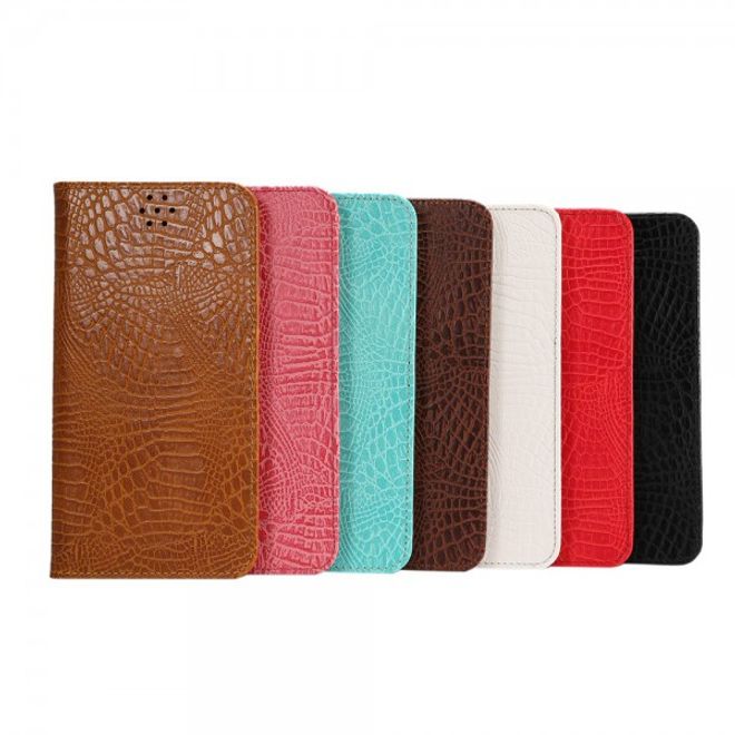 Galaxy S6 Edge Plus Magnetisches Leder Case mit Krokodiltextur - schwarz