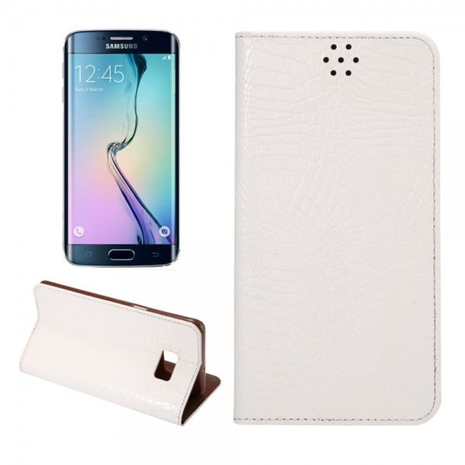 Galaxy S6 Edge Plus Magnetisches Leder Case mit Krokodiltextur - weiss