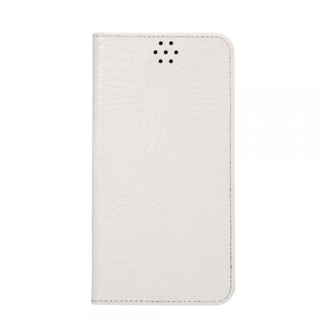 Galaxy S6 Edge Plus Magnetisches Leder Case mit Krokodiltextur - weiss