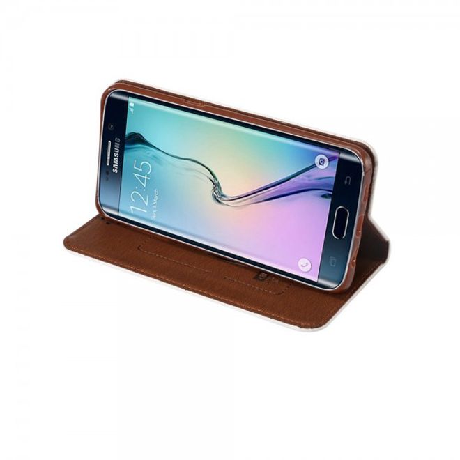 Galaxy S6 Edge Plus Magnetisches Leder Case mit Krokodiltextur - weiss