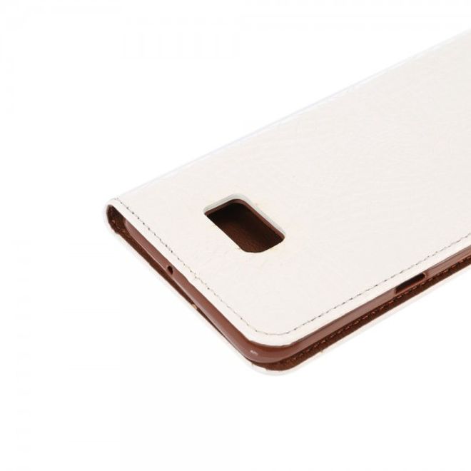 Galaxy S6 Edge Plus Magnetisches Leder Case mit Krokodiltextur - weiss