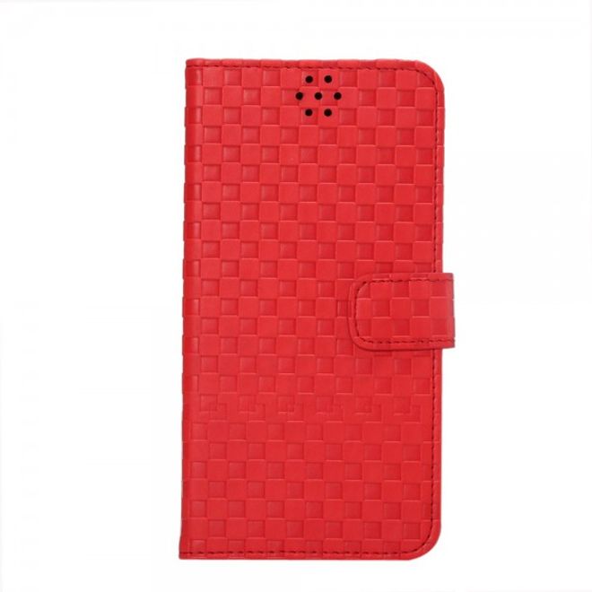 Galaxy S6 Edge Plus Leder Case mit Kreuzmuster und Kreditkartenslots - rot