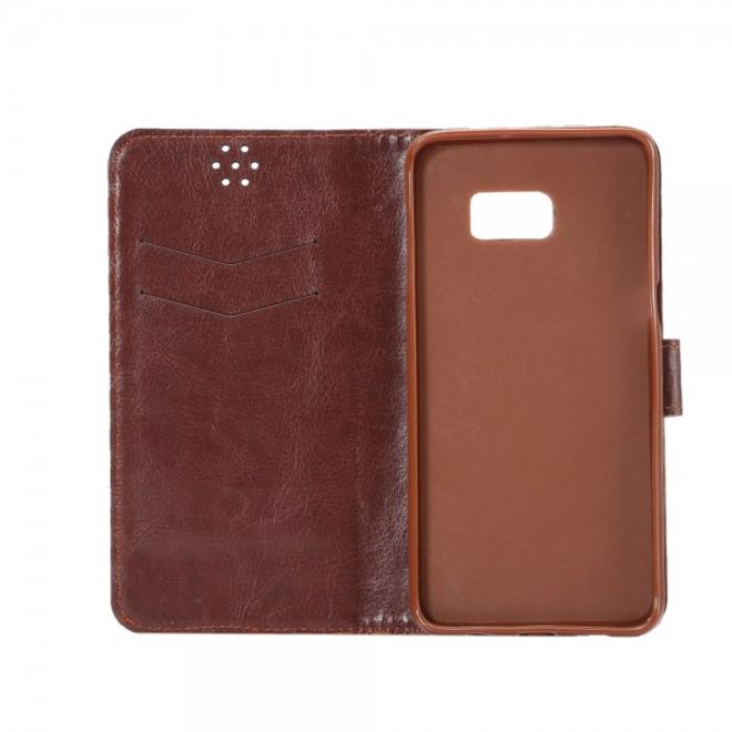 Galaxy S6 Edge Plus Leder Case mit Kreuzmuster und Kreditkartenslots - rot