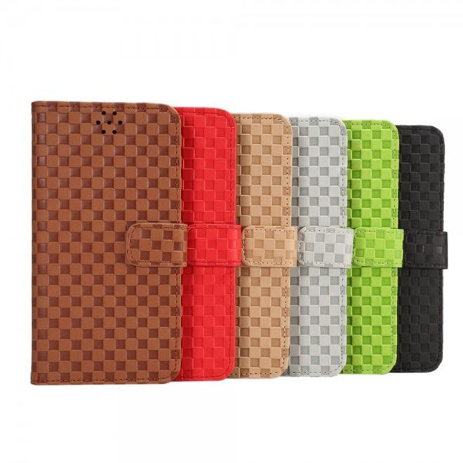 Galaxy S6 Edge Plus Leder Case mit Kreuzmuster und Kreditkartenslots - rot