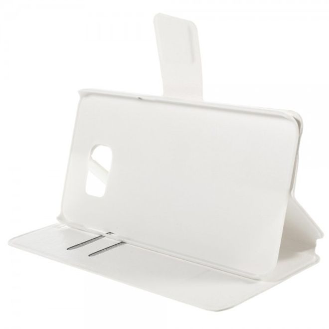 Galaxy S6 Edge Plus Trendiges Crazy Horse Leder Case mit Standfunktion - weiss