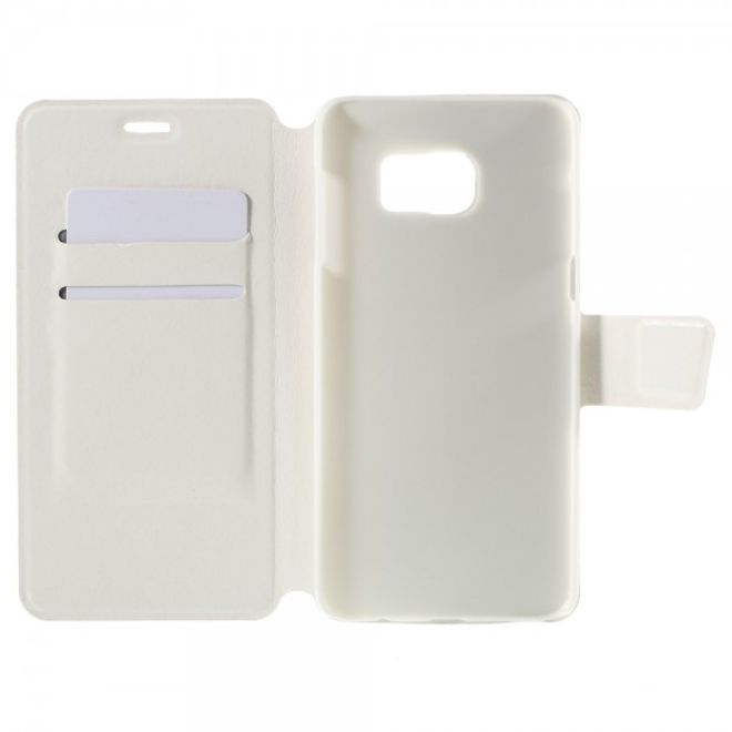 Galaxy S6 Edge Plus Trendiges Crazy Horse Leder Case mit Standfunktion - weiss